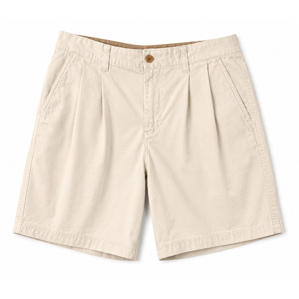 Izod Saltwater Pleated Chino Shorts Mens 34 White Classic Fit 100% Cotton 9.5"